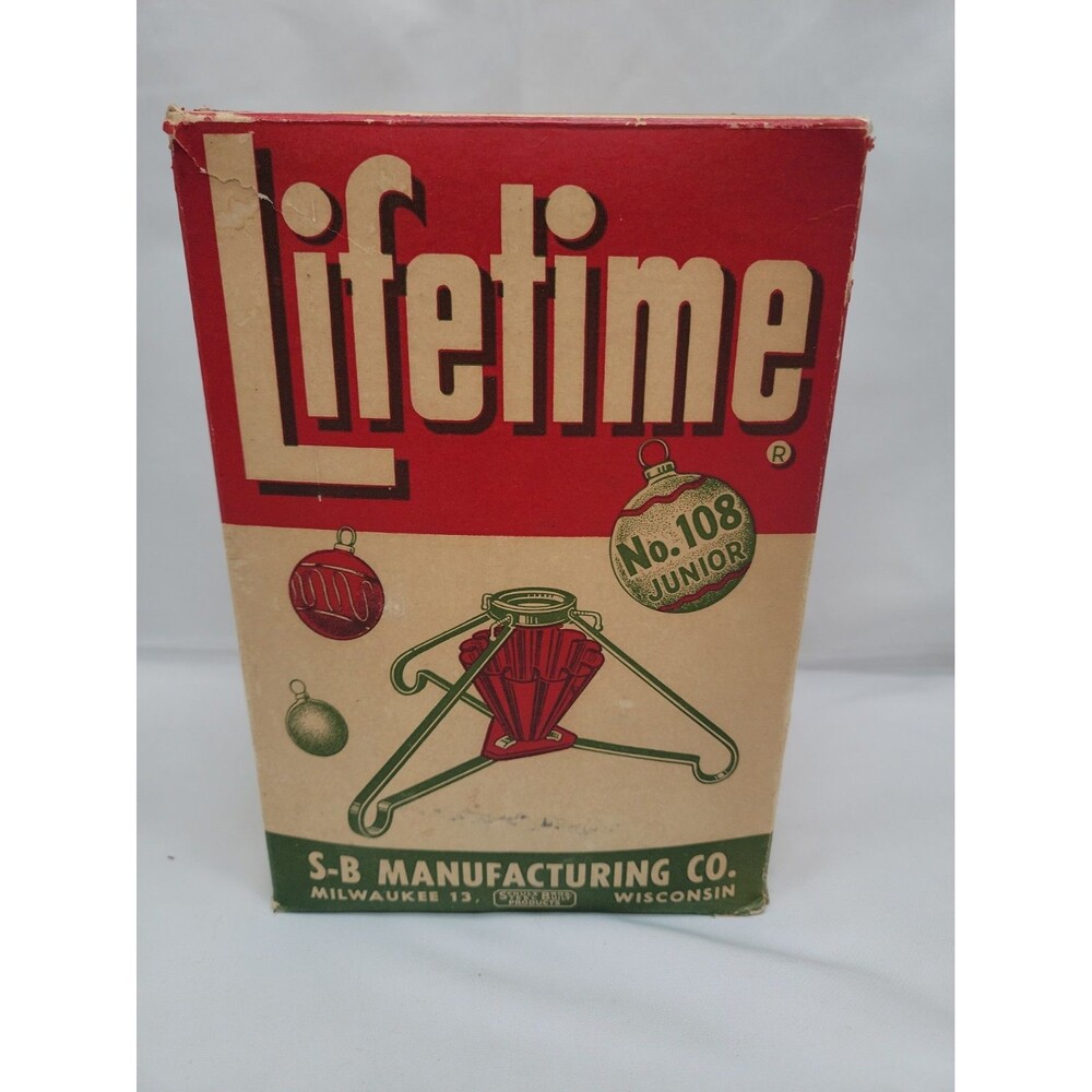 Vintage "LIFETIME" Metal Christmas Tree Stand No. 108-Junior Original Box